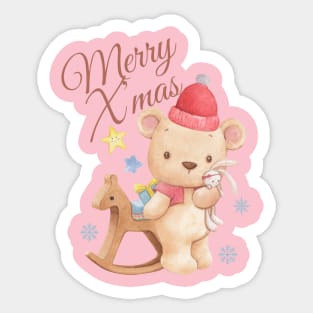 Merry X’mas, cute Christmas bear. Sticker